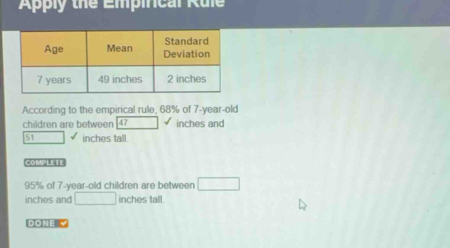 apply the empirical rule | age | mean | standard deviation | |---|---|-…