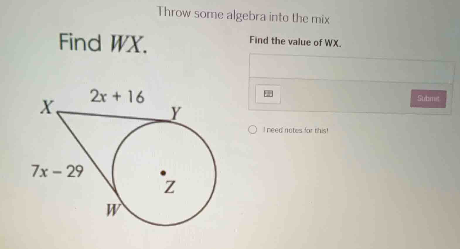 throw some algebra into the mix find \\(wx\\). find the value of \\(wx\…