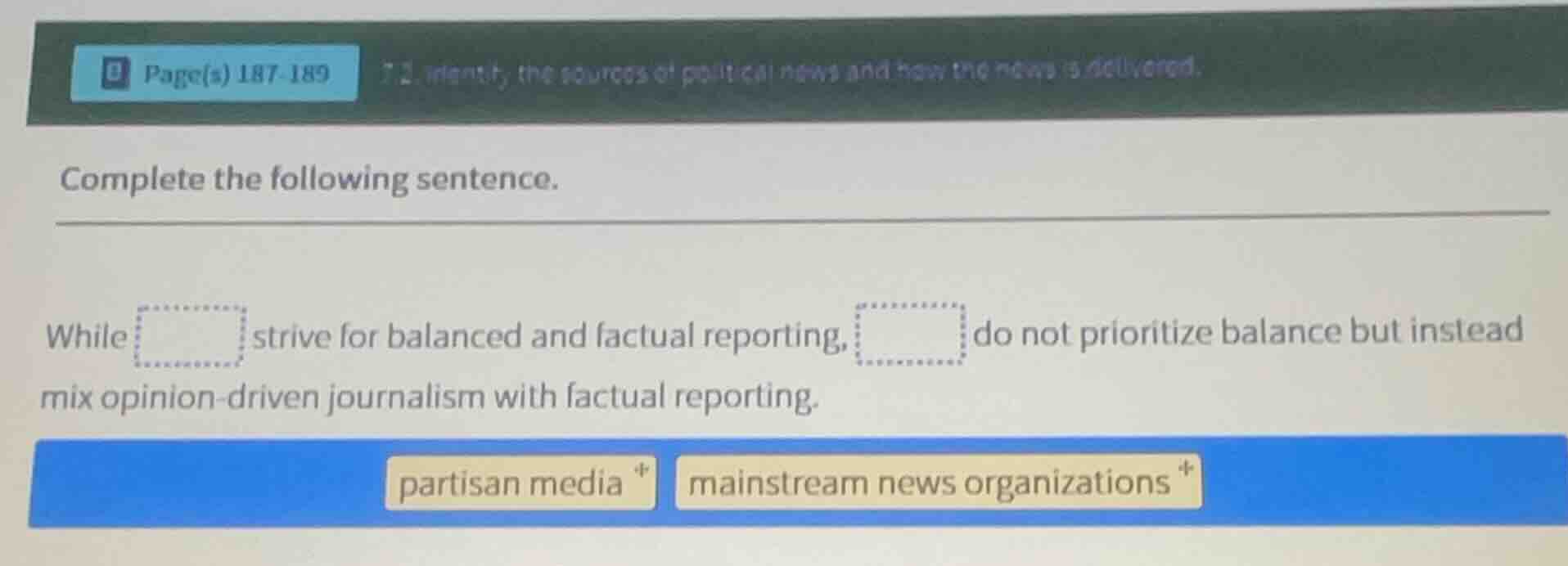 page(s) 187-189 7.2. identify the sources of political news and how the…