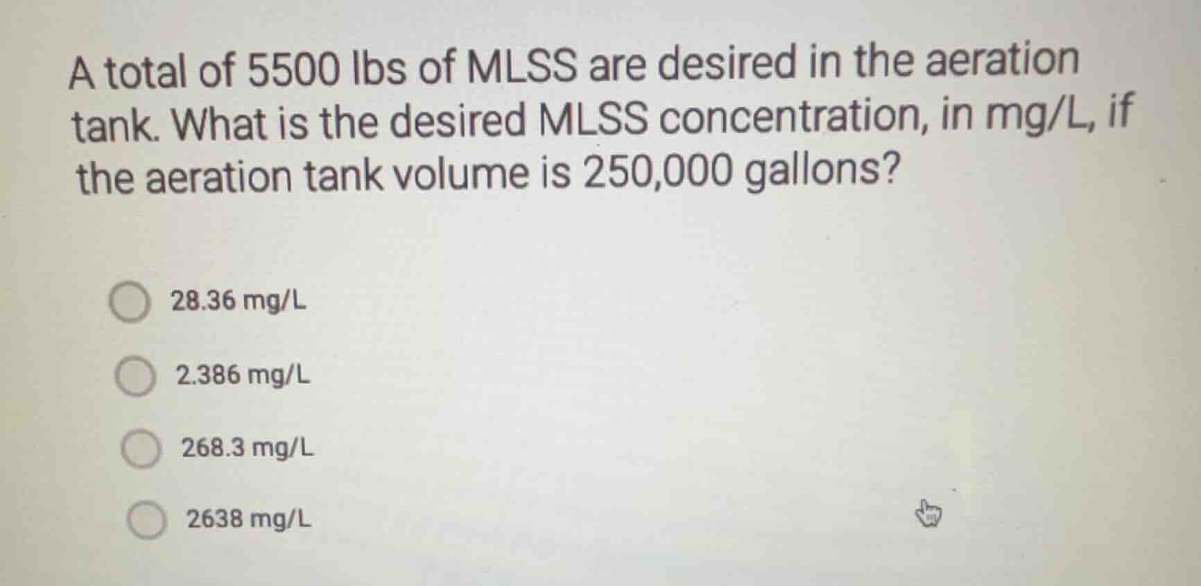 a total of 5500 lbs of mlss are desired in the aeration tank. what is t…
