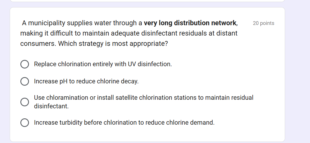 a municipality supplies water through a very long distribution network,…
