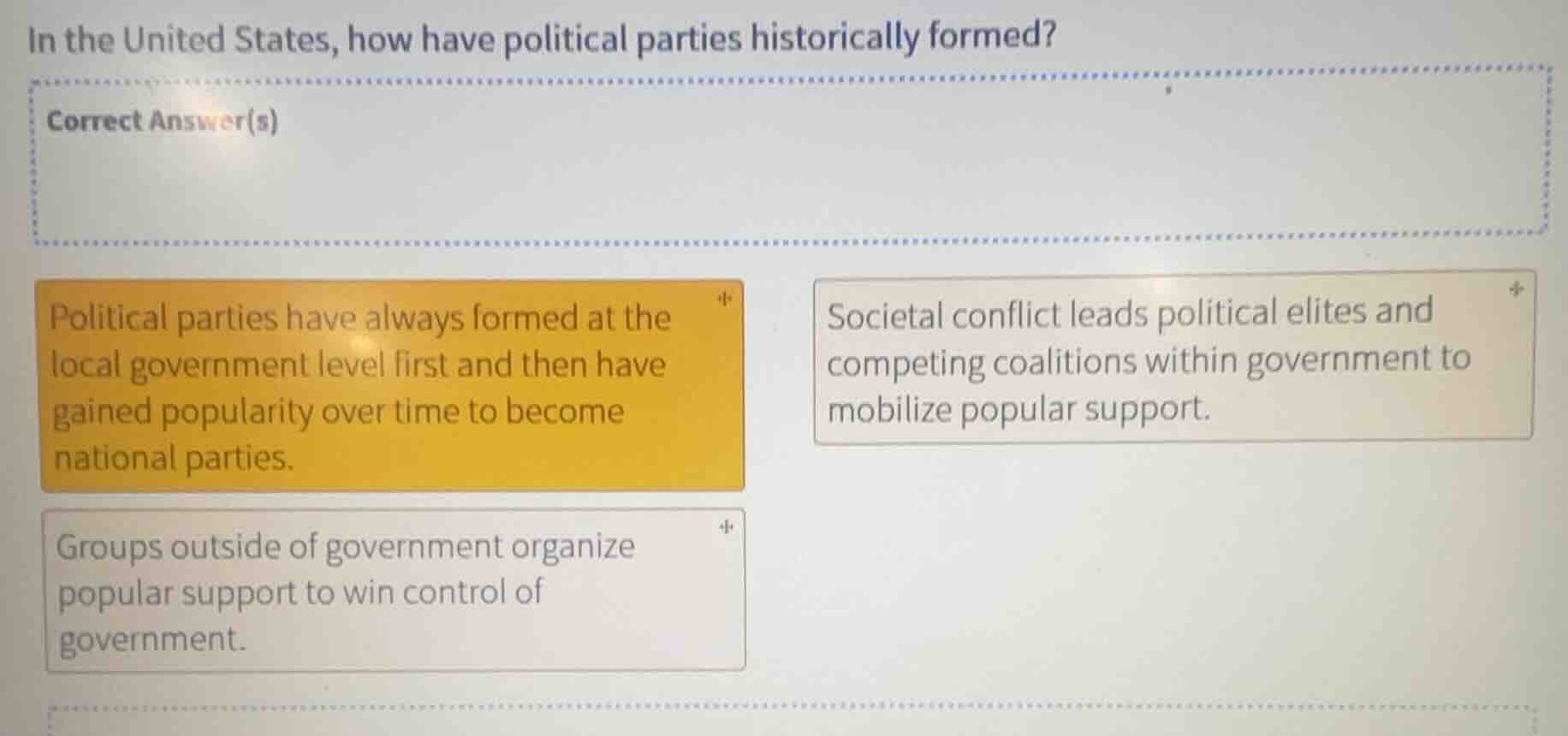 in the united states, how have political parties historically formed? c…
