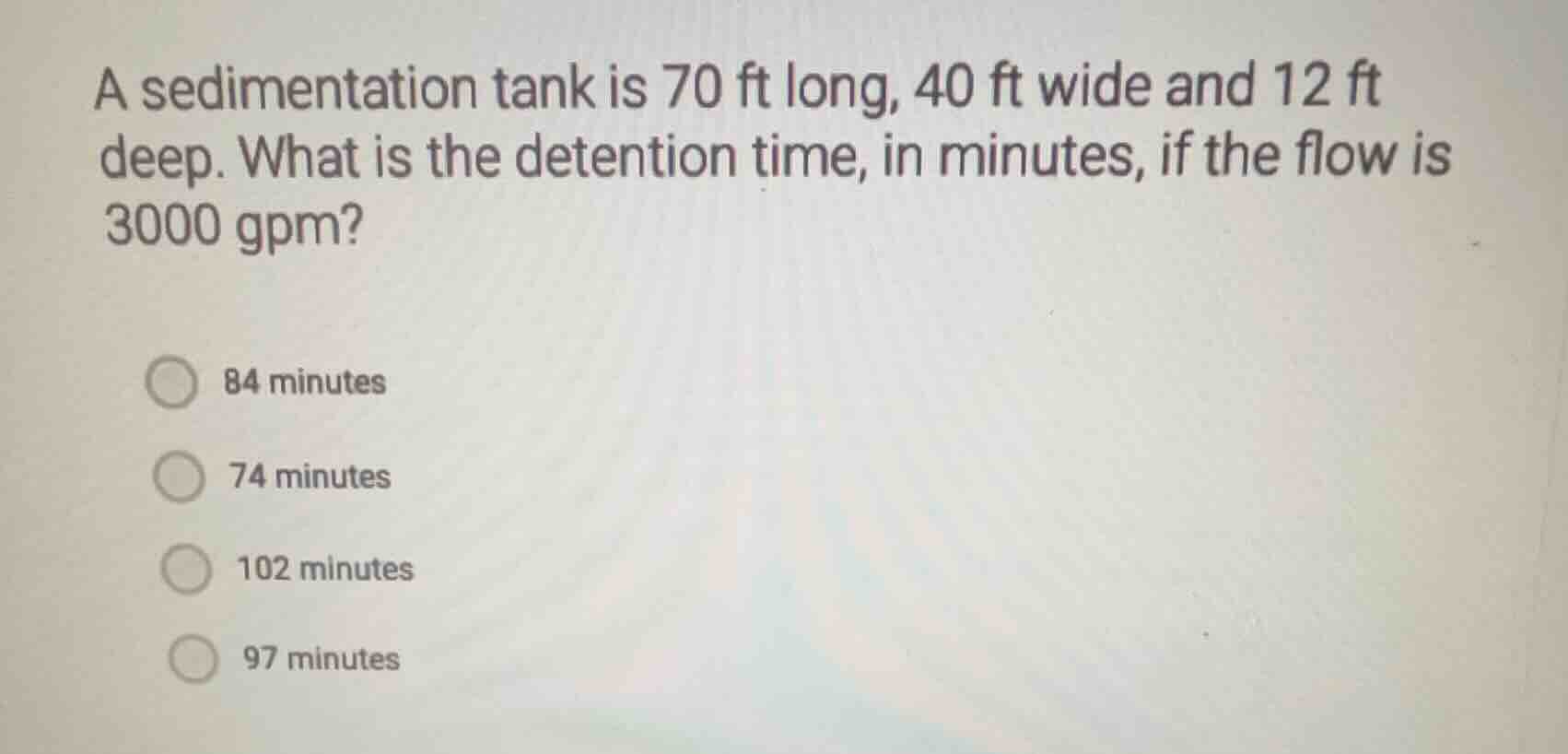 a sedimentation tank is 70 ft long, 40 ft wide and 12 ft deep. what is …