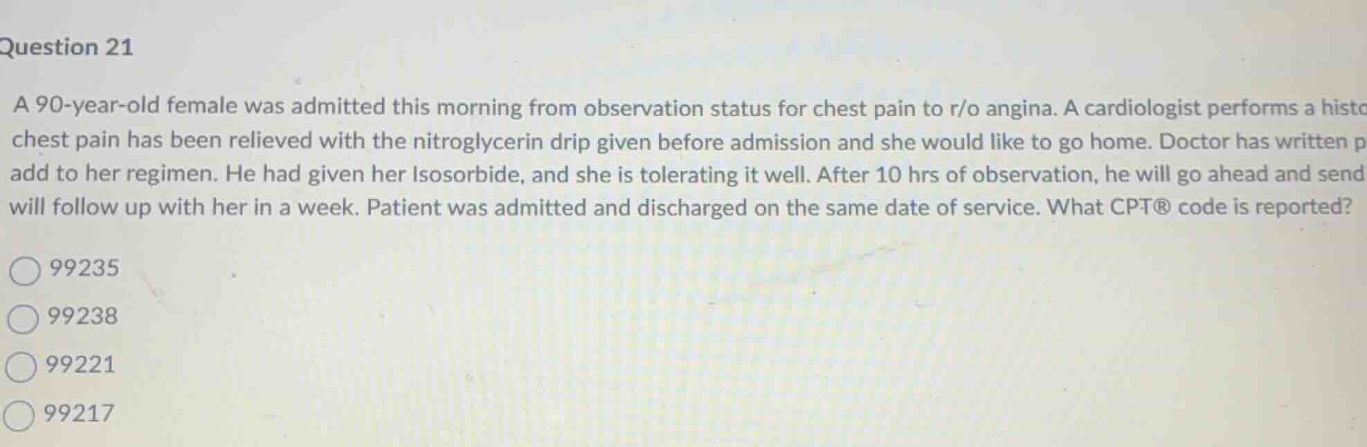question 21 a 90-year-old female was admitted this morning from observa…