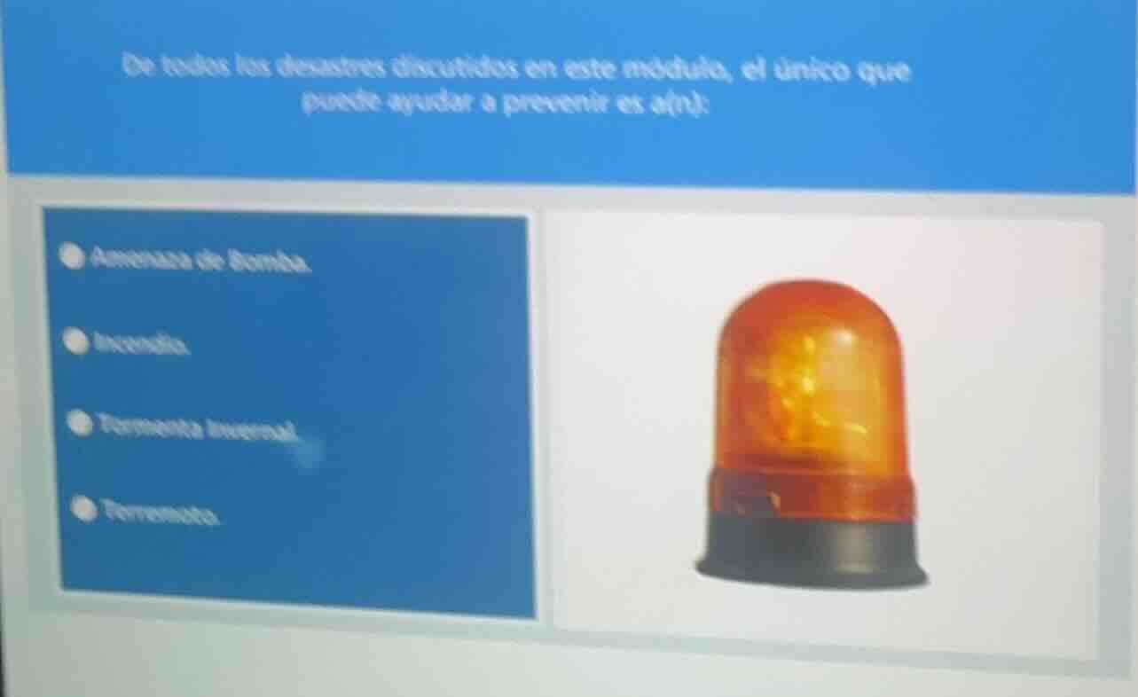 de todos los desastres discutidos en este módulo, el único que puede ay…