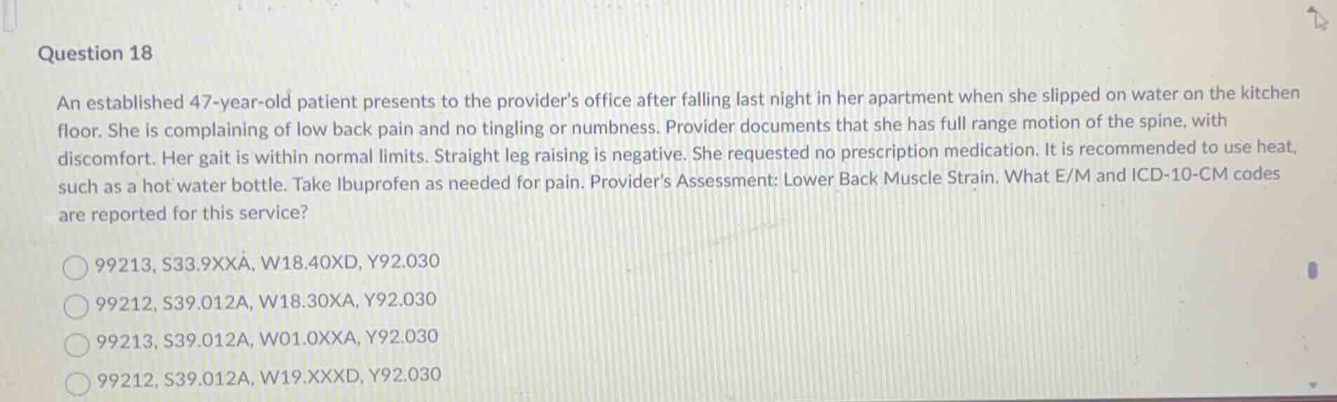 question 18 an established 47-year-old patient presents to the provider…