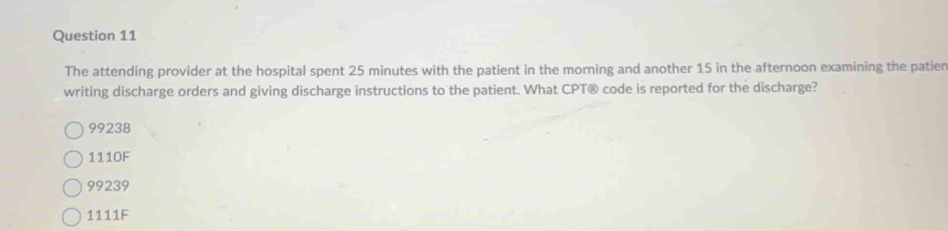question 11 the attending provider at the hospital spent 25 minutes wit…