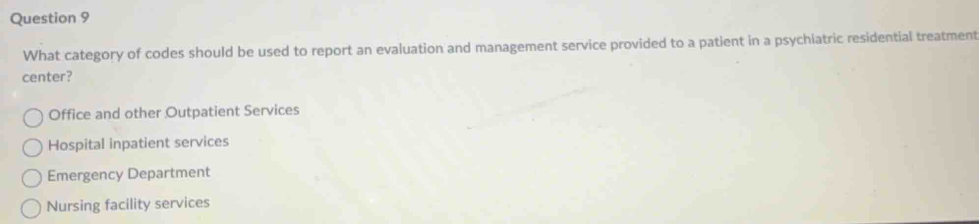 question 9 what category of codes should be used to report an evaluatio…
