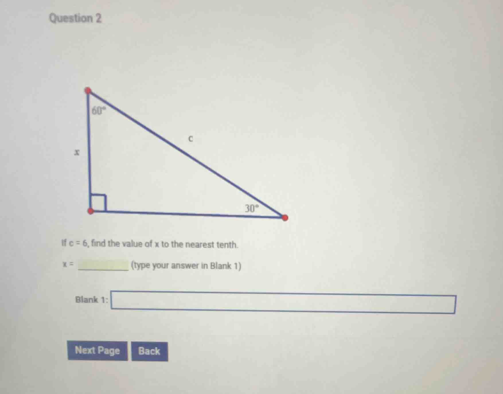 question 2 if \\(c = 6\\), find the value of \\(x\\) to the nearest ten…