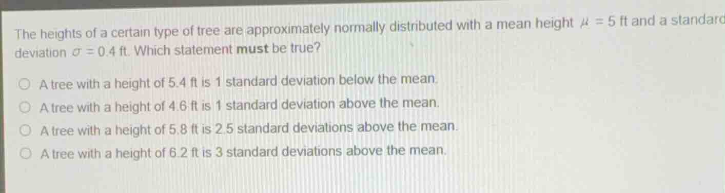 the heights of a certain type of tree are approximately normally distri…