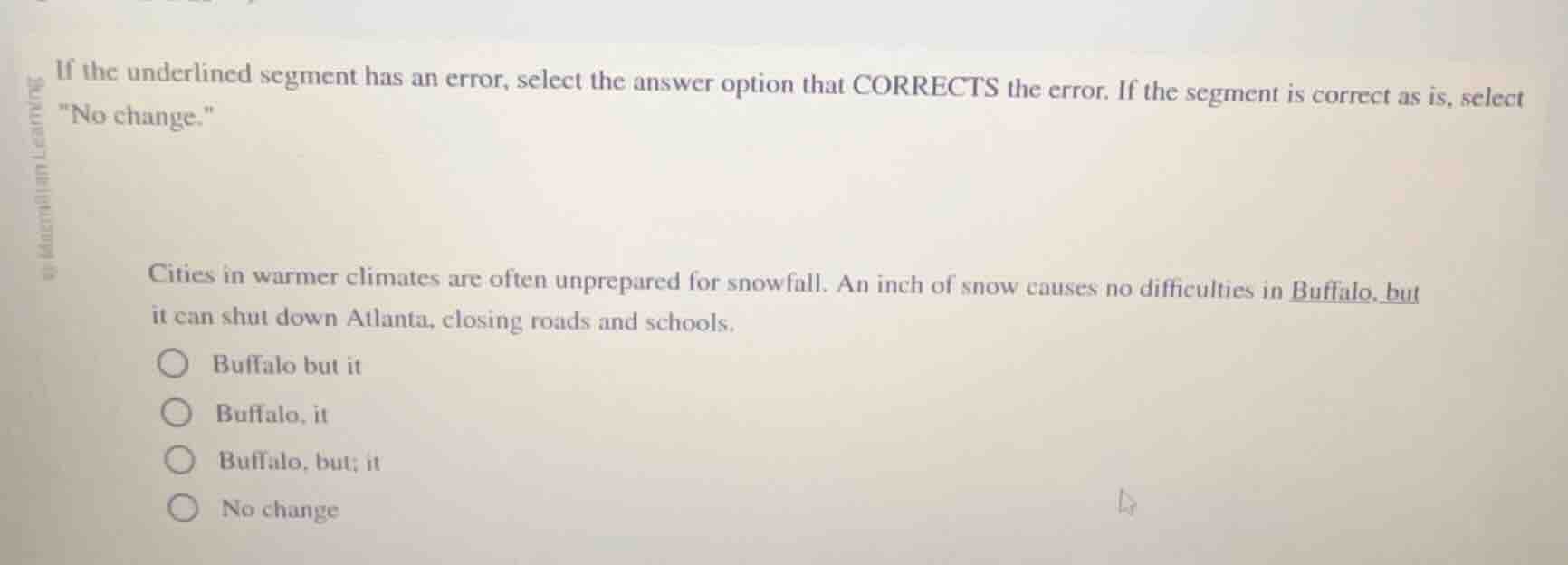 if the underlined segment has an error, select the answer option that c…
