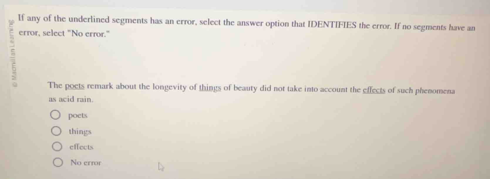 if any of the underlined segments has an error, select the answer optio…