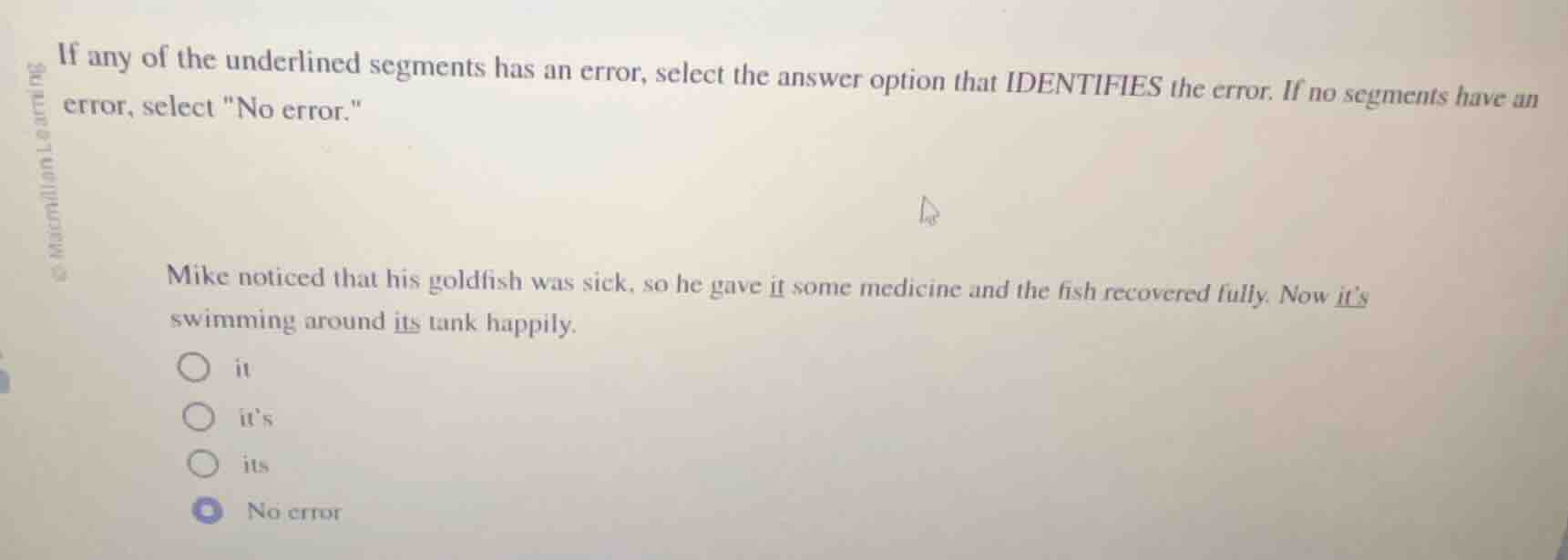 if any of the underlined segments has an error, select the answer optio…
