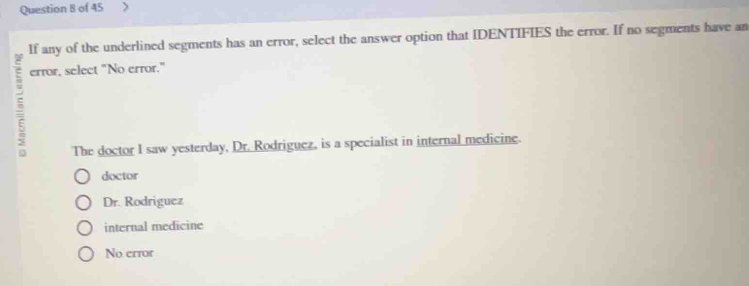 if any of the underlined segments has an error, select the answer optio…