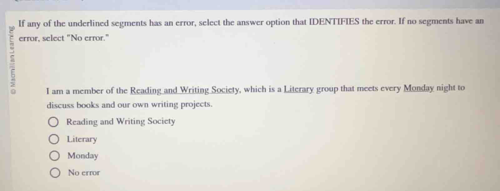 if any of the underlined segments has an error, select the answer optio…