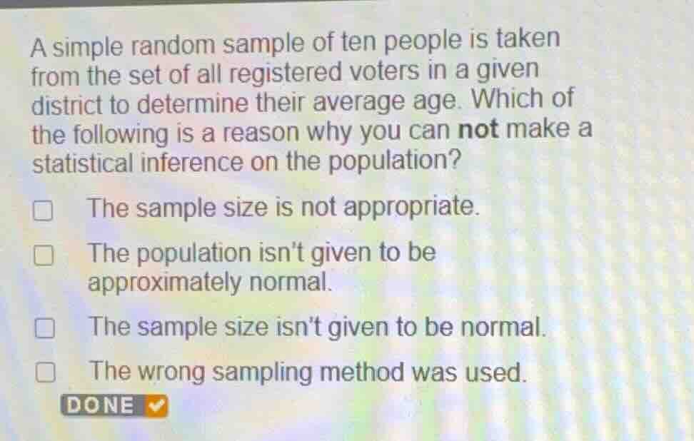 a simple random sample of ten people is taken from the set of all regis…