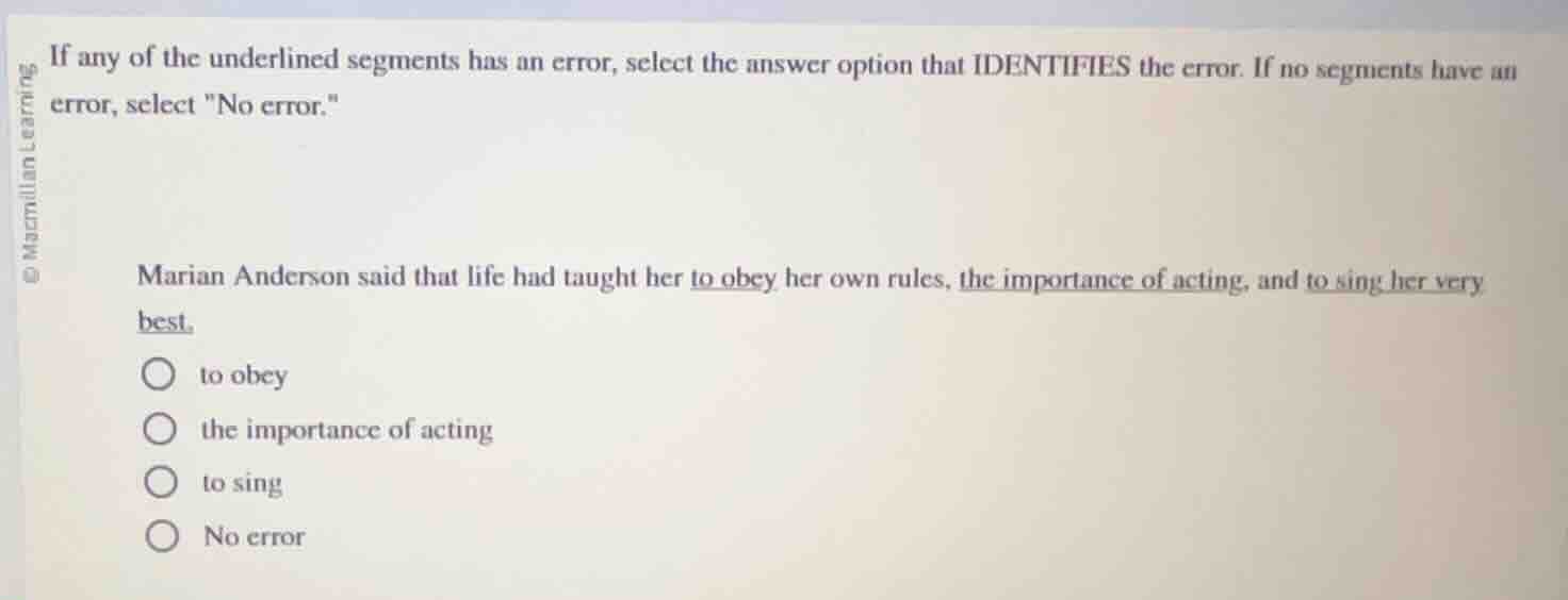 if any of the underlined segments has an error, select the answer optio…