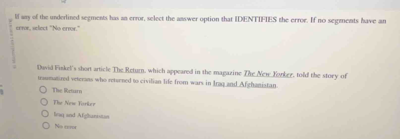 if any of the underlined segments has an error, select the answer optio…