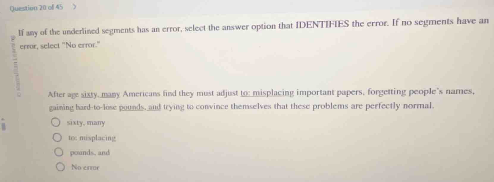if any of the underlined segments has an error, select the answer optio…