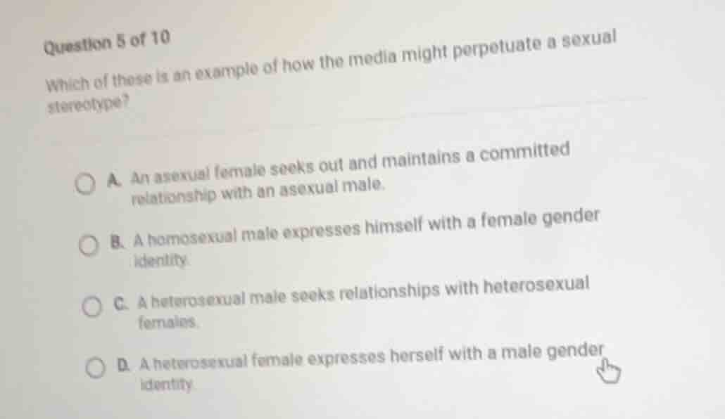 question 5 of 10 which of these is an example of how the media might pe…