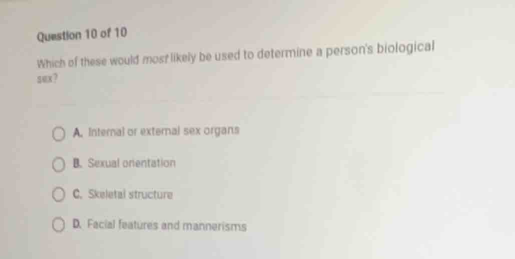 question 10 of 10 which of these would most likely be used to determine…