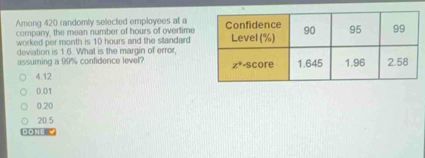 among 420 randomly selected employees at a company, the mean number of …
