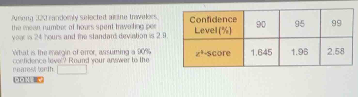 among 320 randomly selected airline travelers, the mean number of hours…
