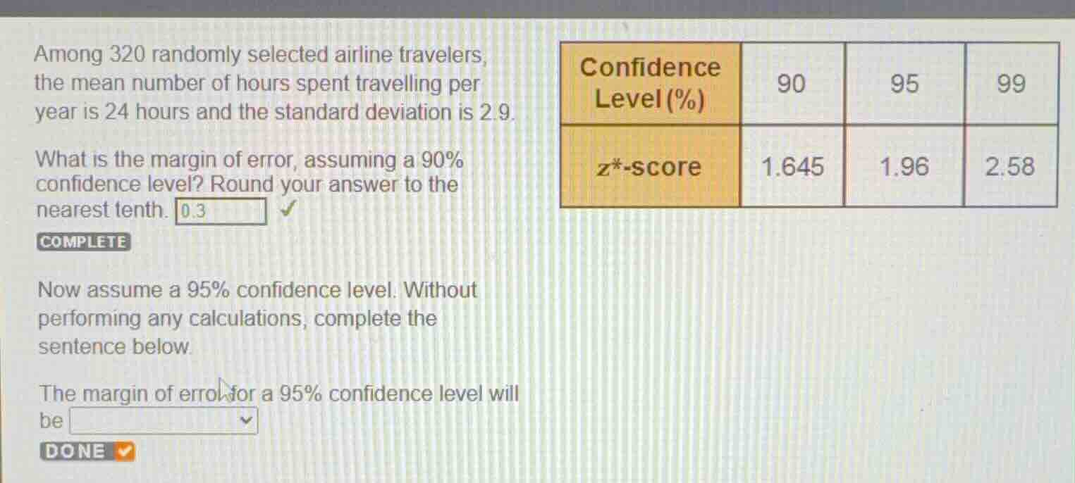 among 320 randomly selected airline travelers, the mean number of hours…
