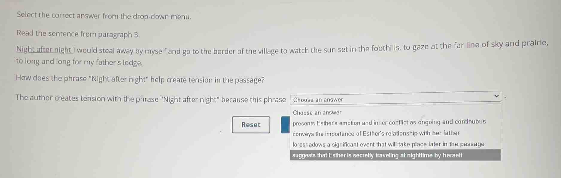 select the correct answer from the drop-down menu. read the sentence fr…