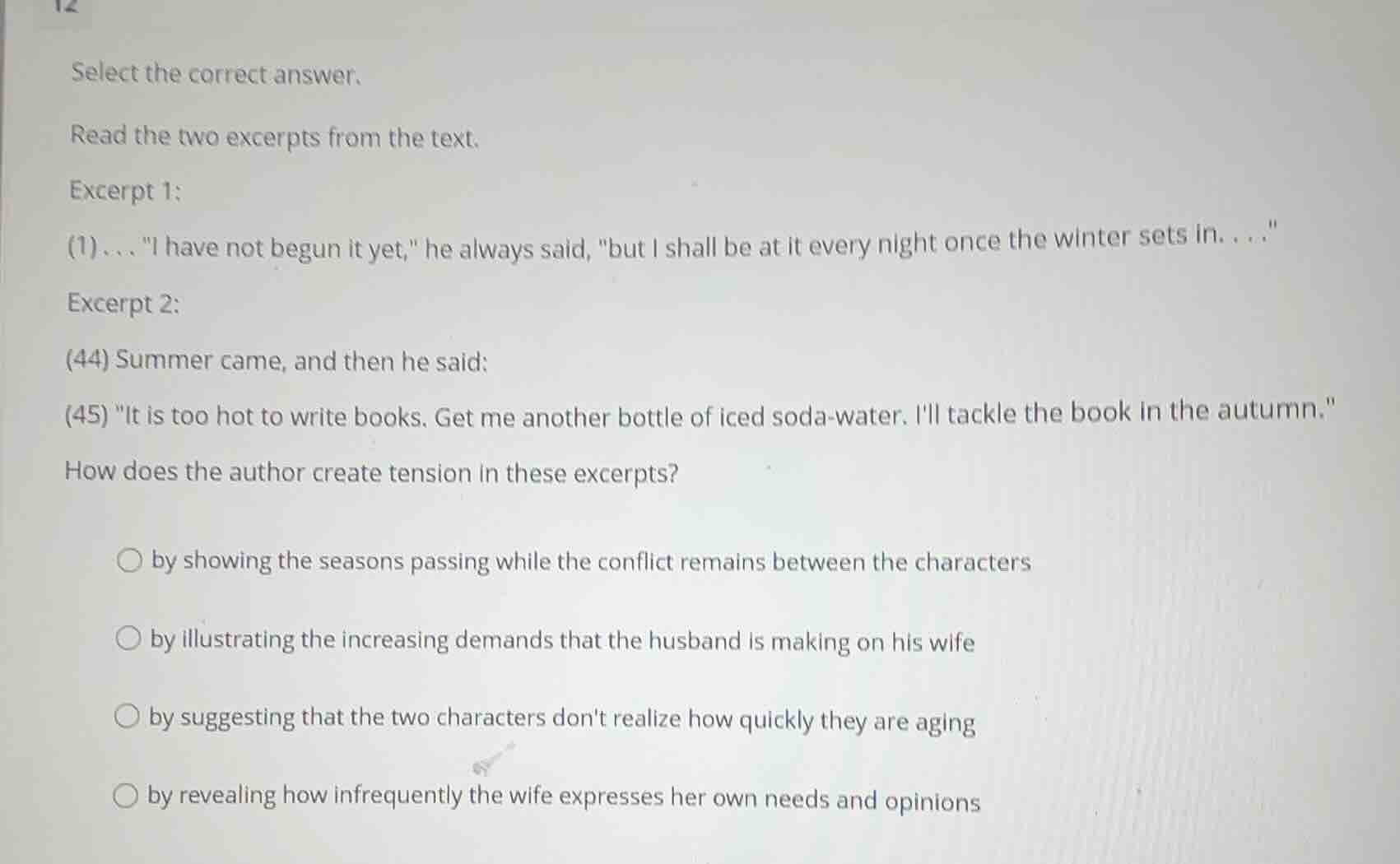 select the correct answer. read the two excerpts from the text. excerpt…
