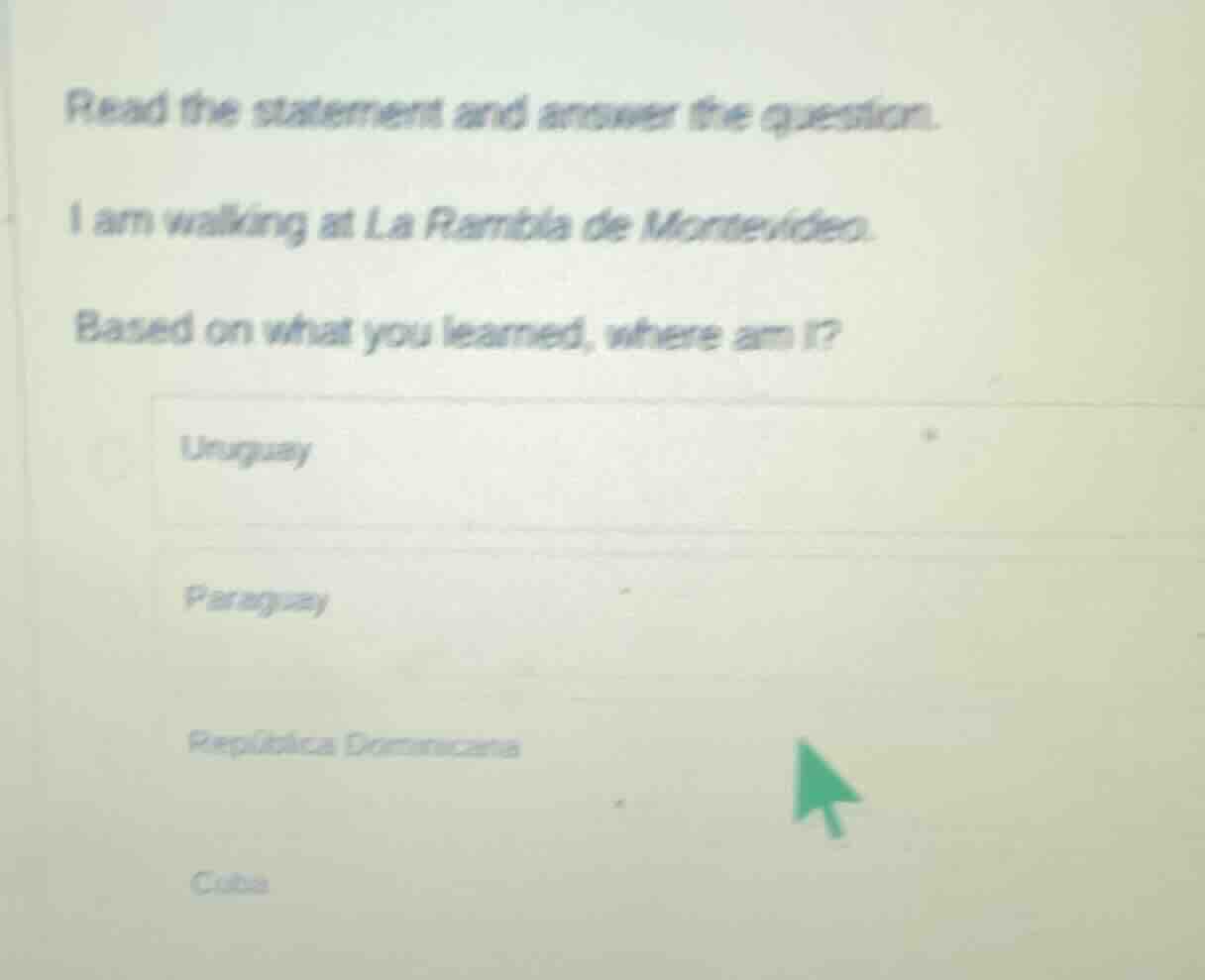 read the statement and answer the question. i am walking at la rambla d…