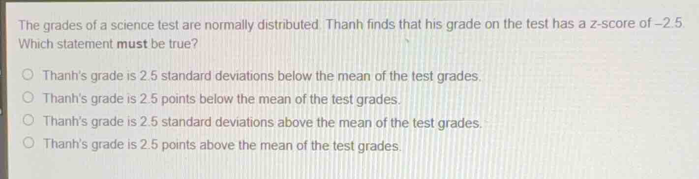 the grades of a science test are normally distributed. thanh finds that…