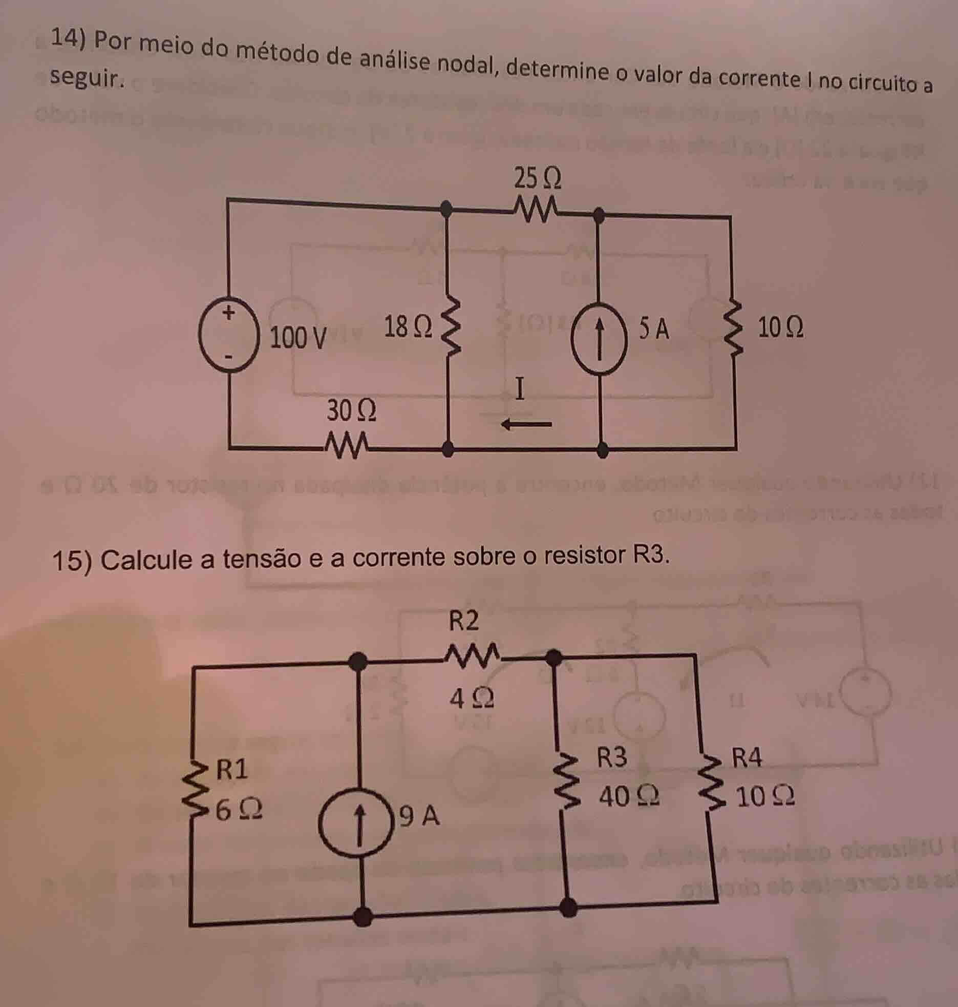 14) por meio do método de análise nodal, determine o valor da corrente …