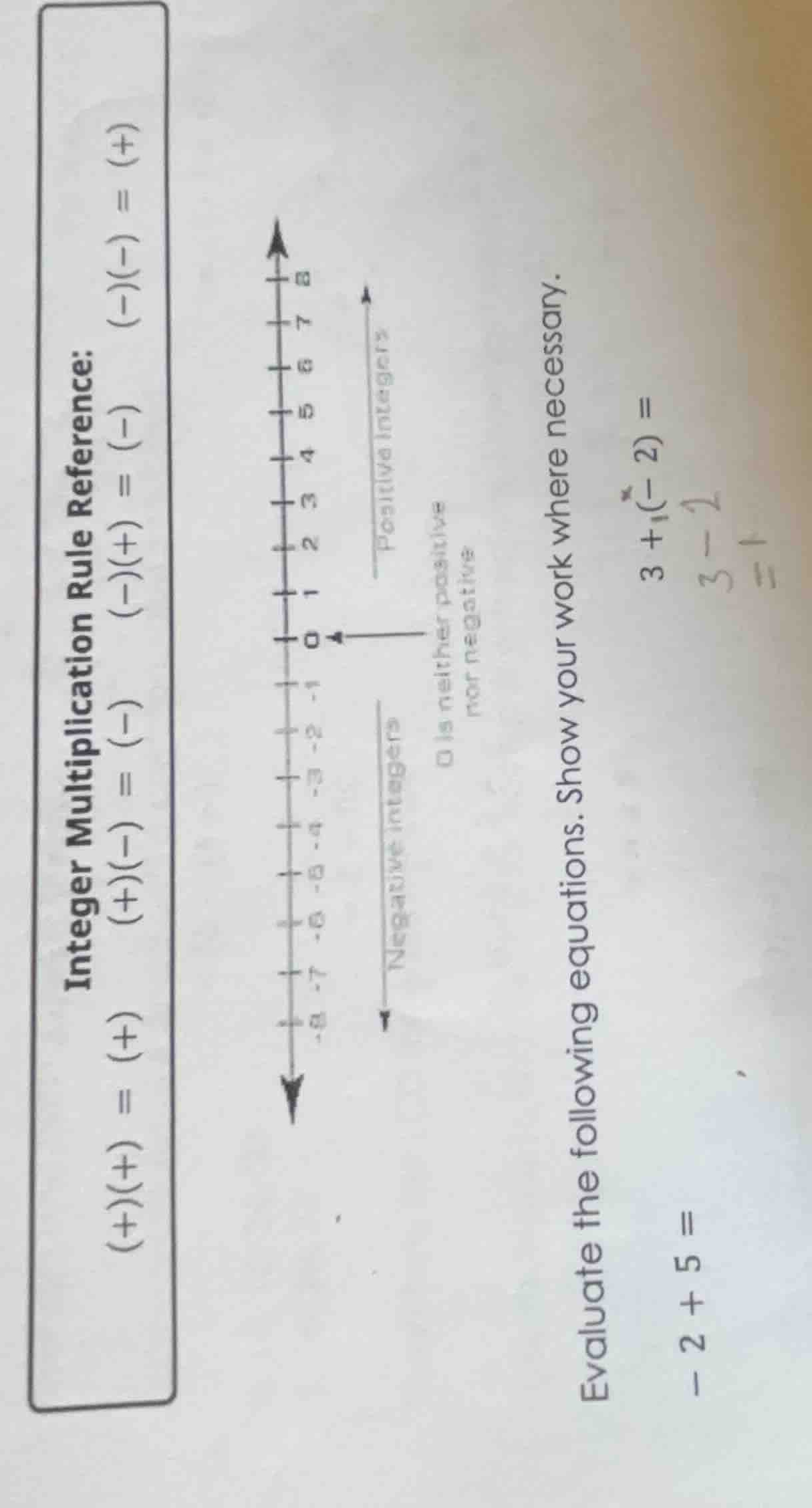 integer multiplication rule reference: \\((+)(+) = (+)\\) \\((+)(-) = (…