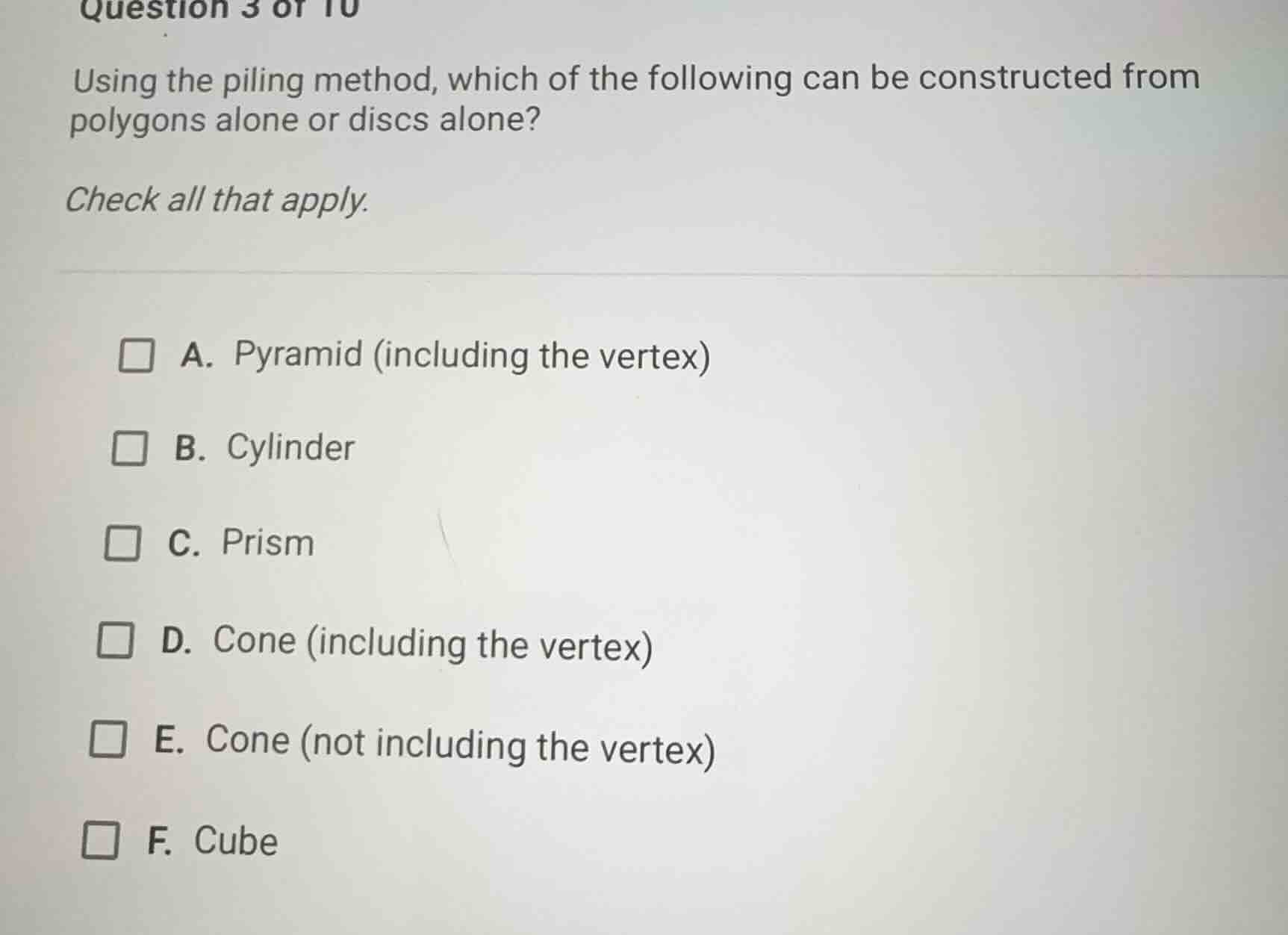 using the piling method, which of the following can be constructed from…