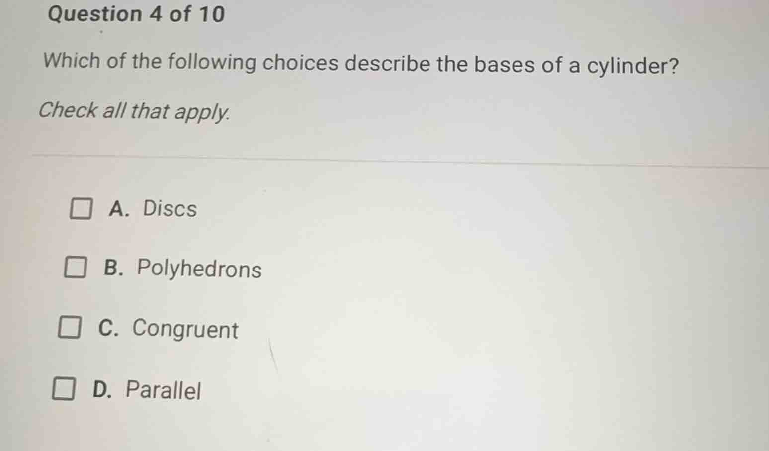 question 4 of 10 which of the following choices describe the bases of a…