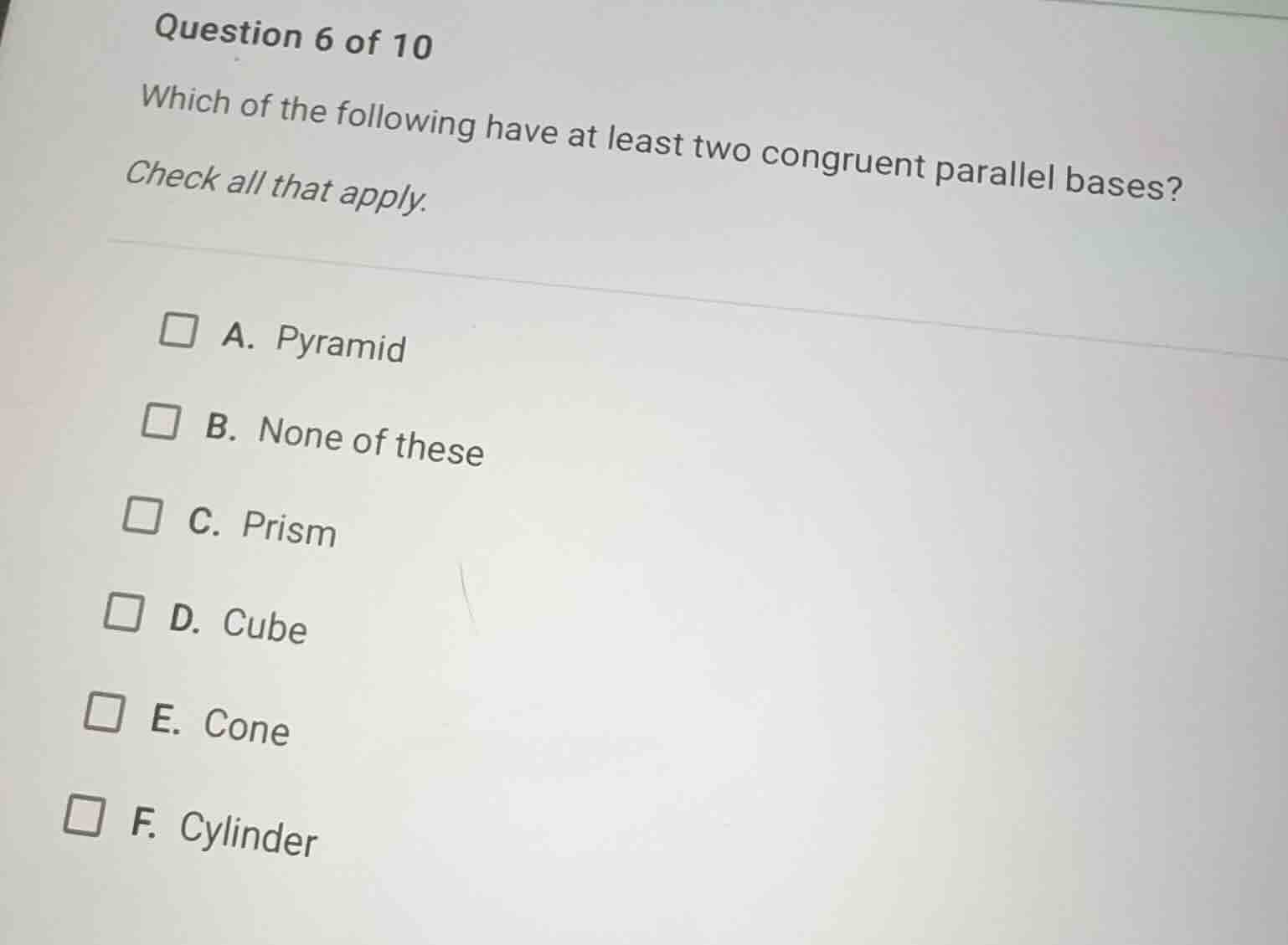 question 6 of 10 which of the following have at least two congruent par…