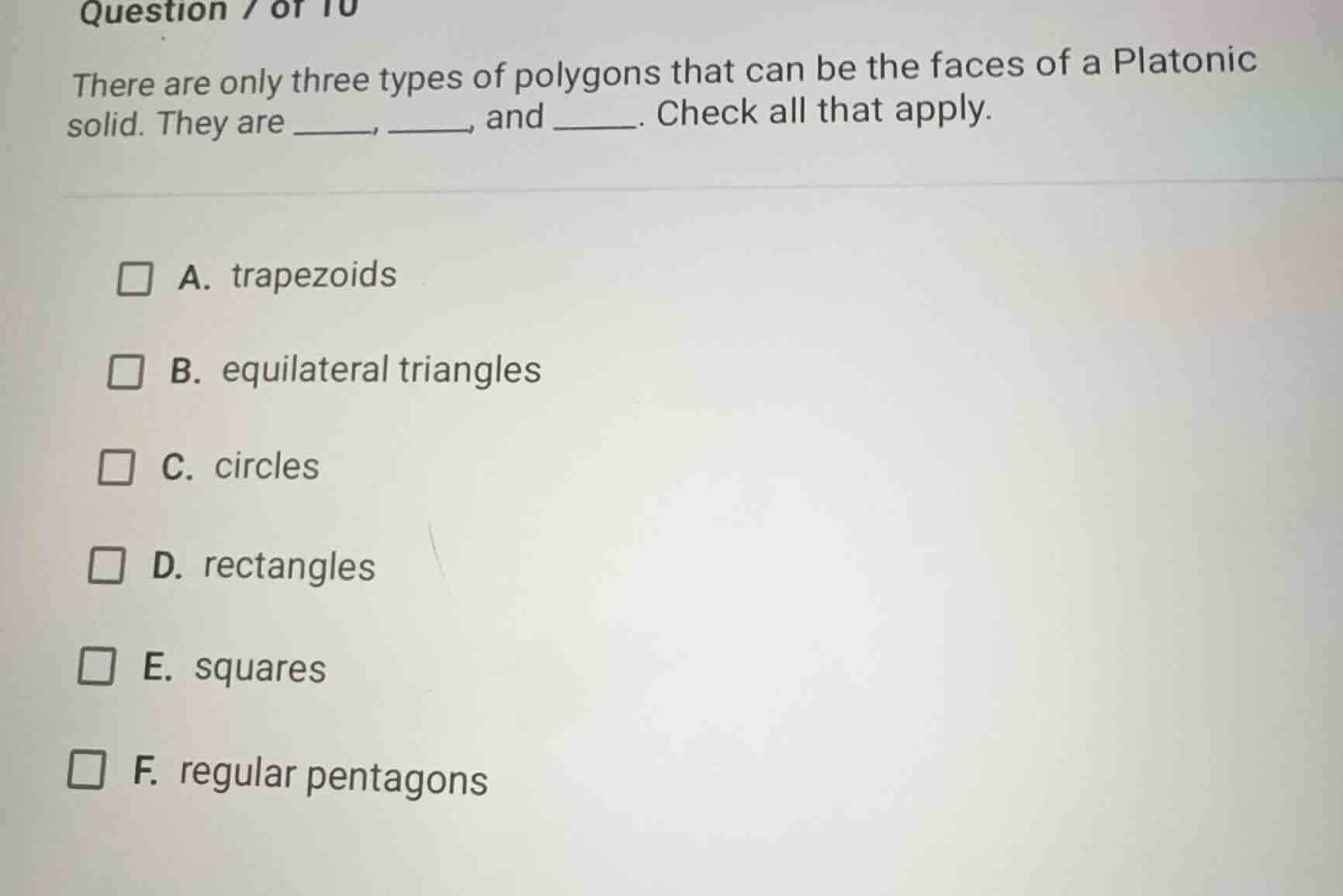 there are only three types of polygons that can be the faces of a plato…