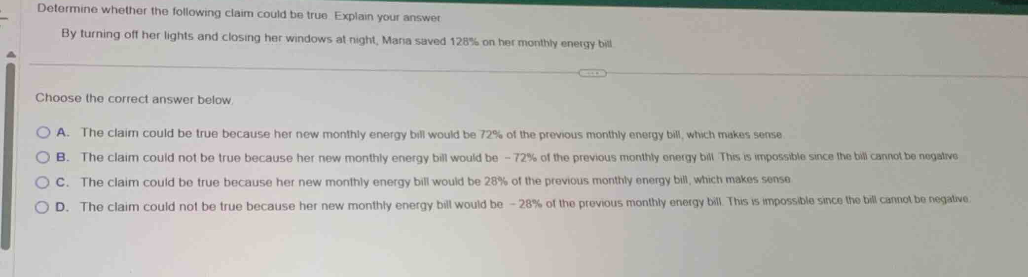 determine whether the following claim could be true. explain your answe…