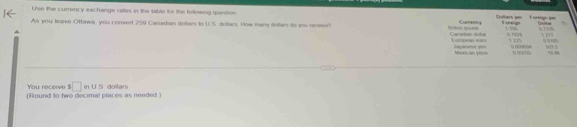 use the currency exchange rates in the table for the following question…