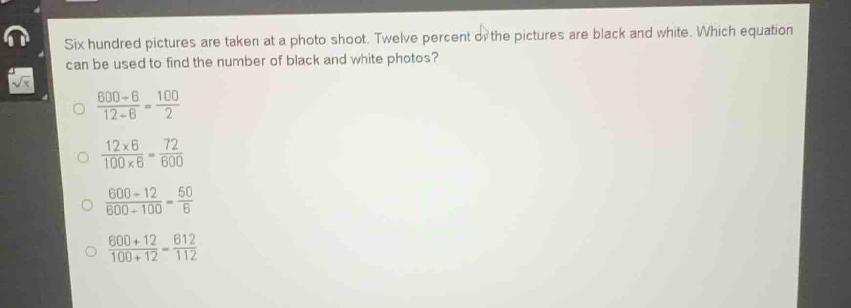 six hundred pictures are taken at a photo shoot. twelve percent of the …