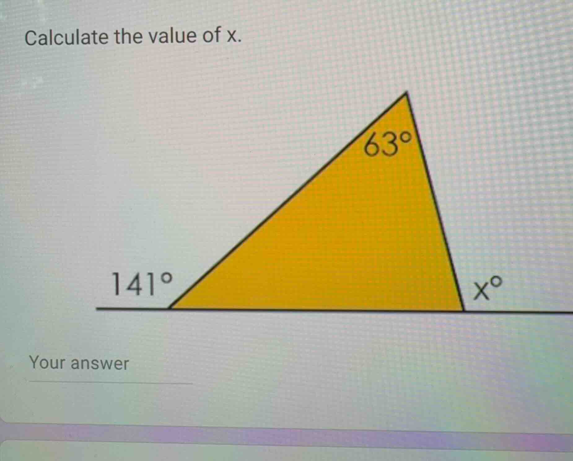 calculate the value of x. your answer