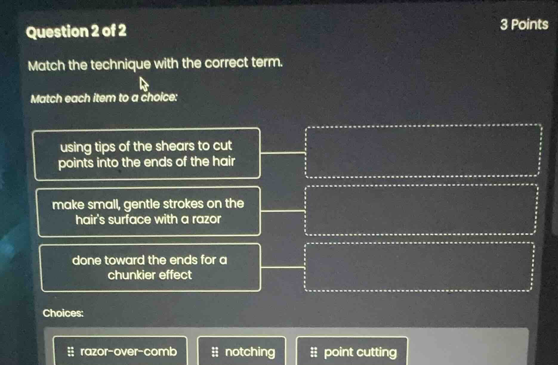 question 2 of 2 match the technique with the correct term. match each i…