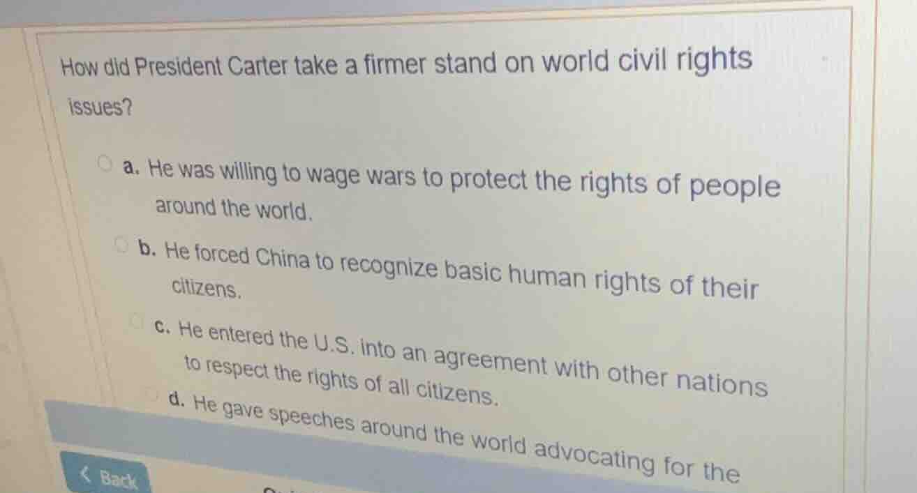 how did president carter take a firmer stand on world civil rights issu…