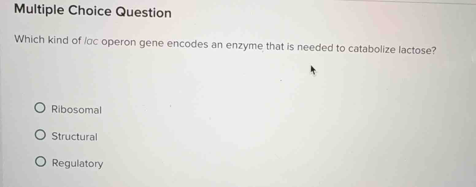multiple choice question which kind of lac operon gene encodes an enzym…