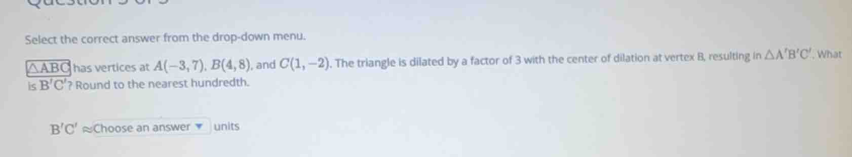select the correct answer from the drop-down menu. \\(\\delta abc\\) ha…