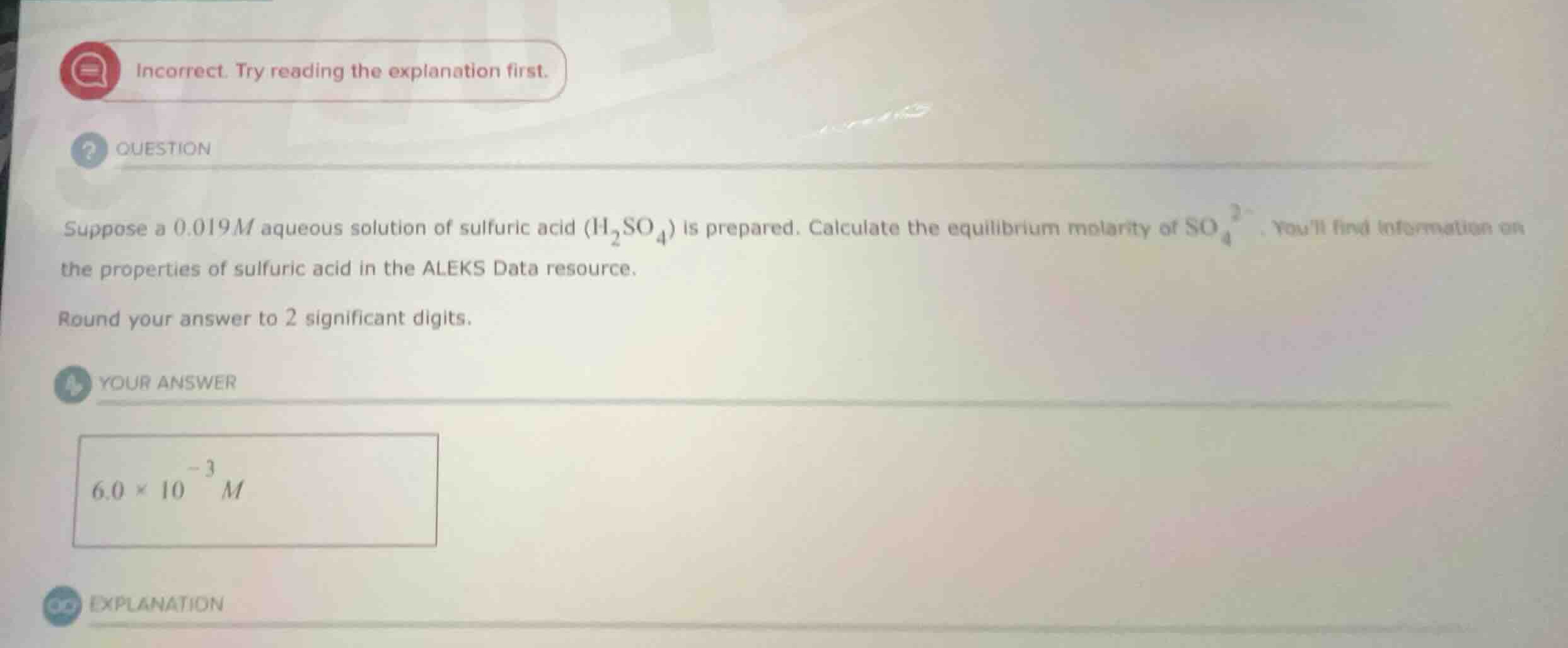 suppose a \\(0.019\\text{ m}\\) aqueous solution of sulfuric acid (\\(\…