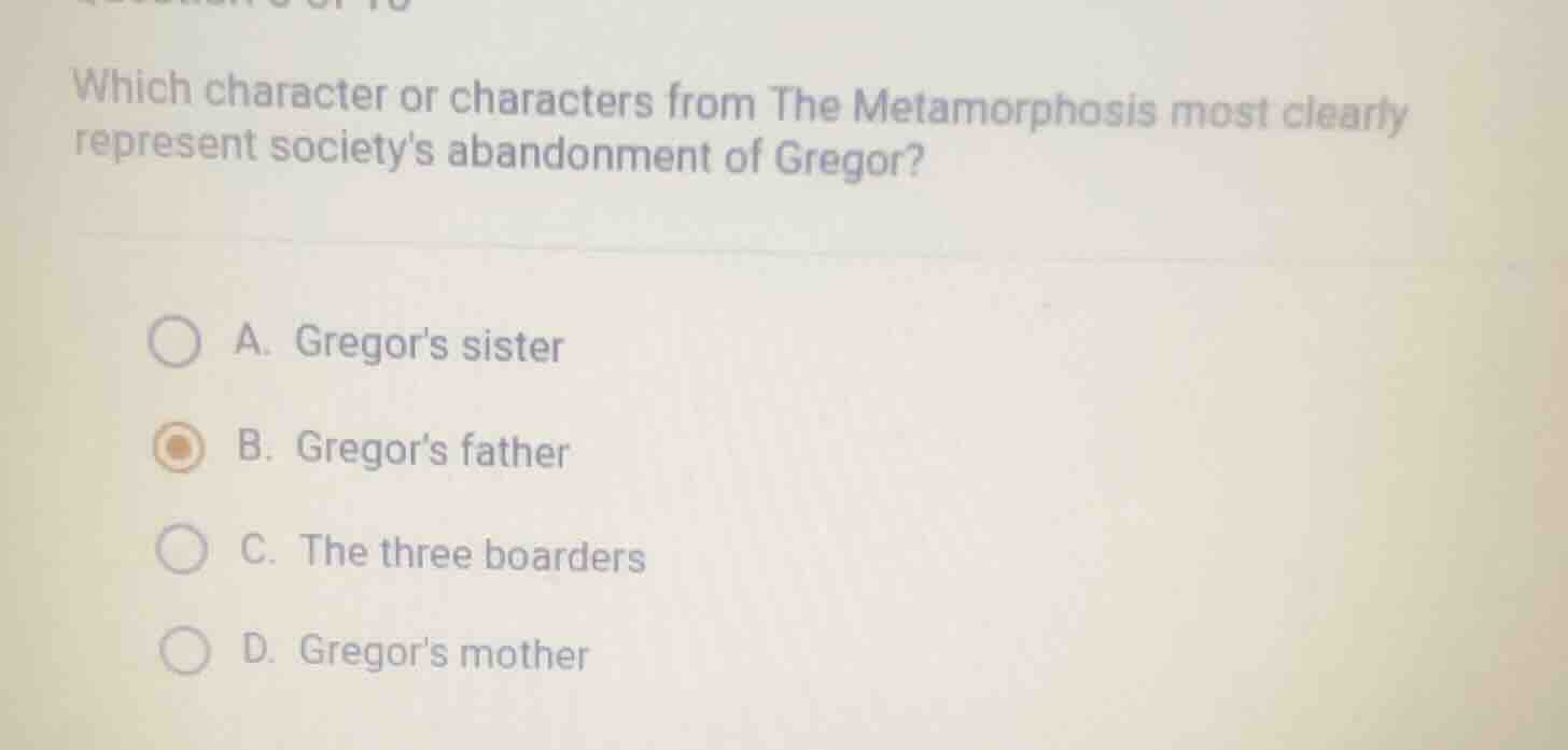 which character or characters from the metamorphosis most clearly repre…