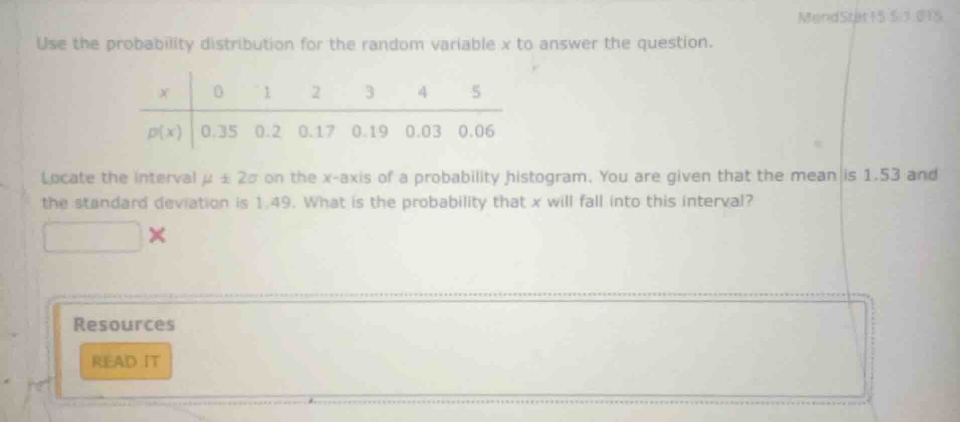 use the probability distribution for the random variable \\(x\\) to ans…