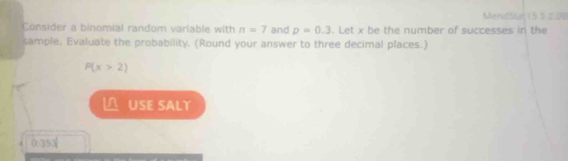 consider a binomial random variable with \\(n = 7\\) and \\(p = 0.3\\).…